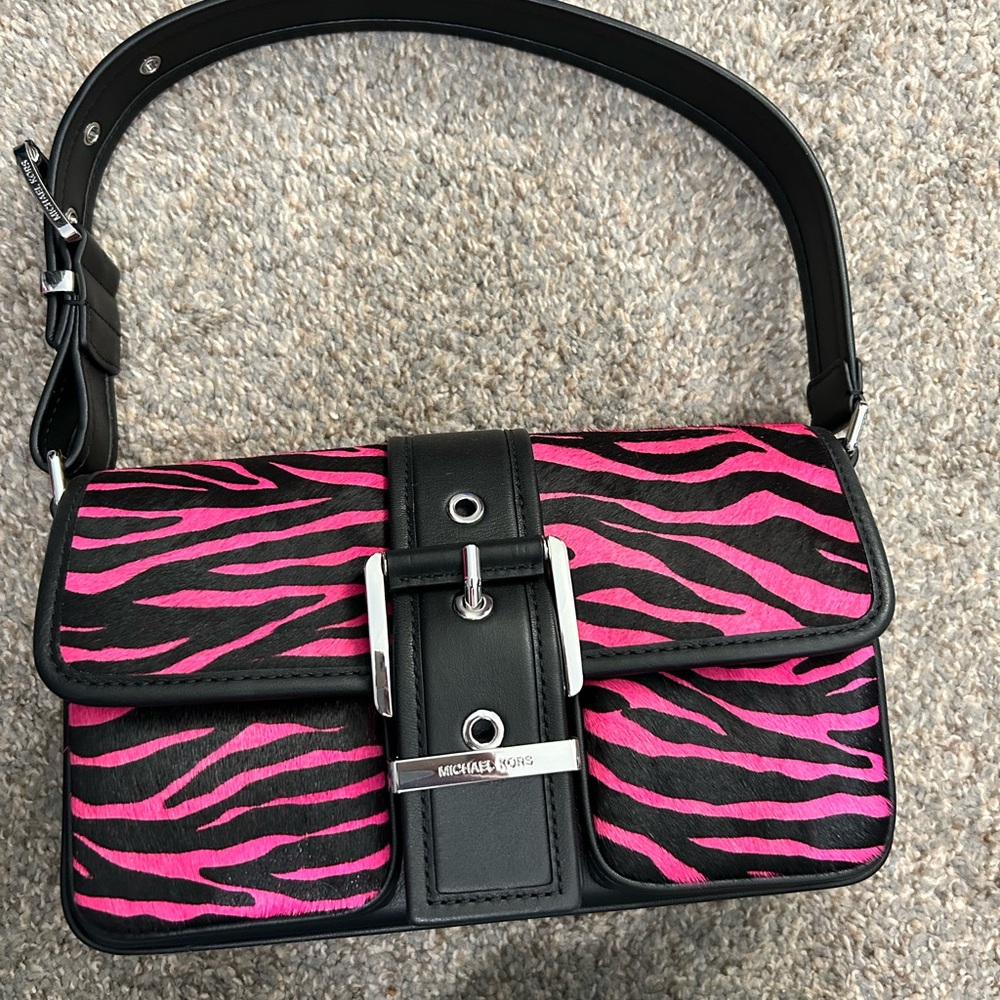 Michael Kors Colby calf hair zebra print shoulder bag BRAND NEW